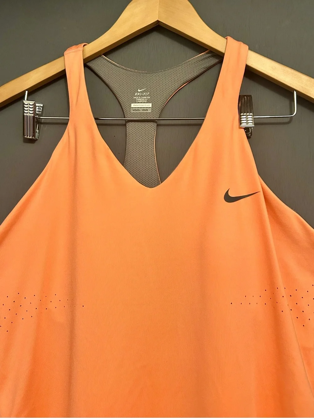 Nike MARIA SHARAPOVA Orange Perforated Racerback Tank Dress Built in Bra XLGE